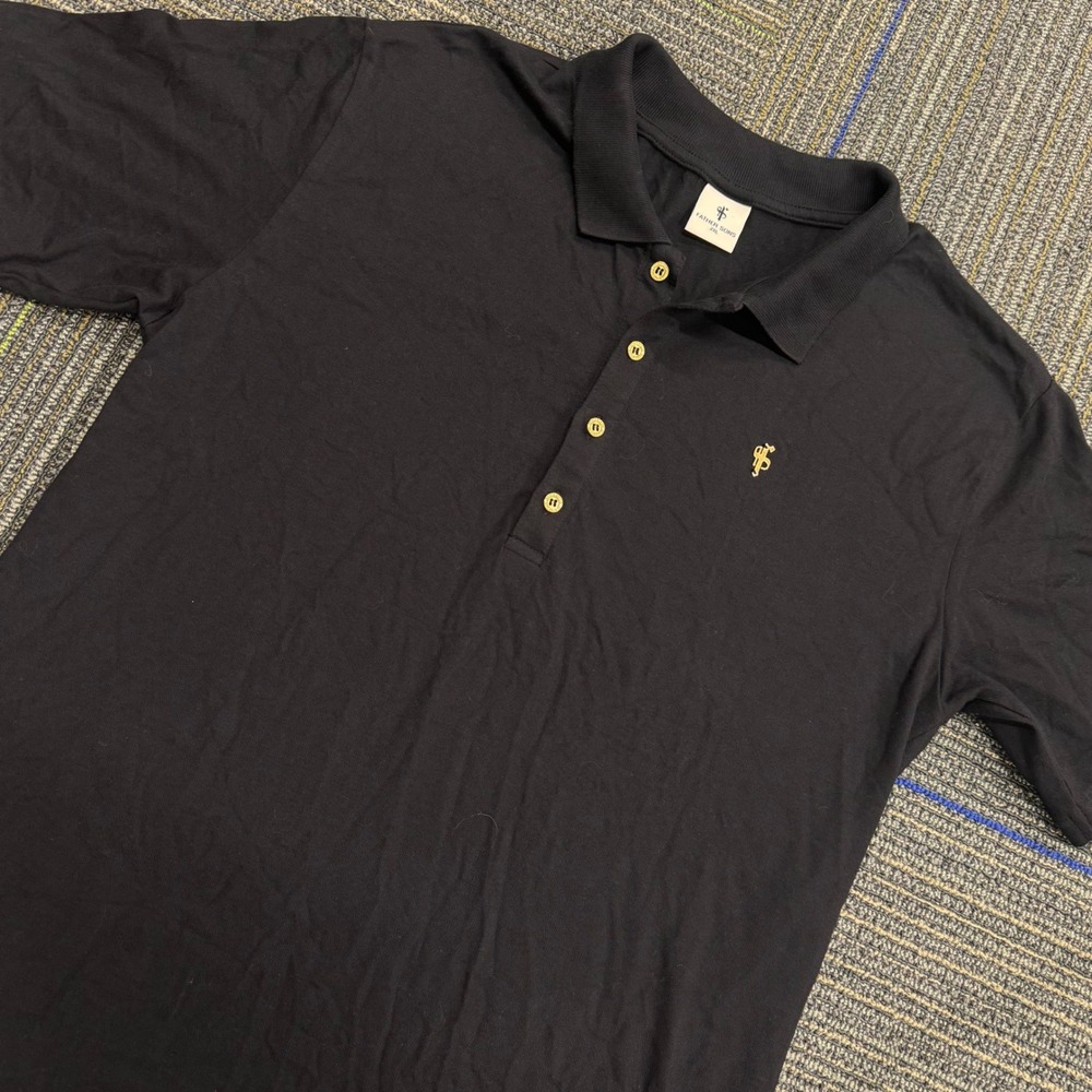 Father Sons Polo Shirt Mens 2XL Black Excellent Gold Hardware Muscle Fit Logo